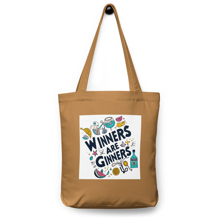 Gin Themed Cotton Tote Bag featuring Caption Winners are Ginners (Print on Front and Back)