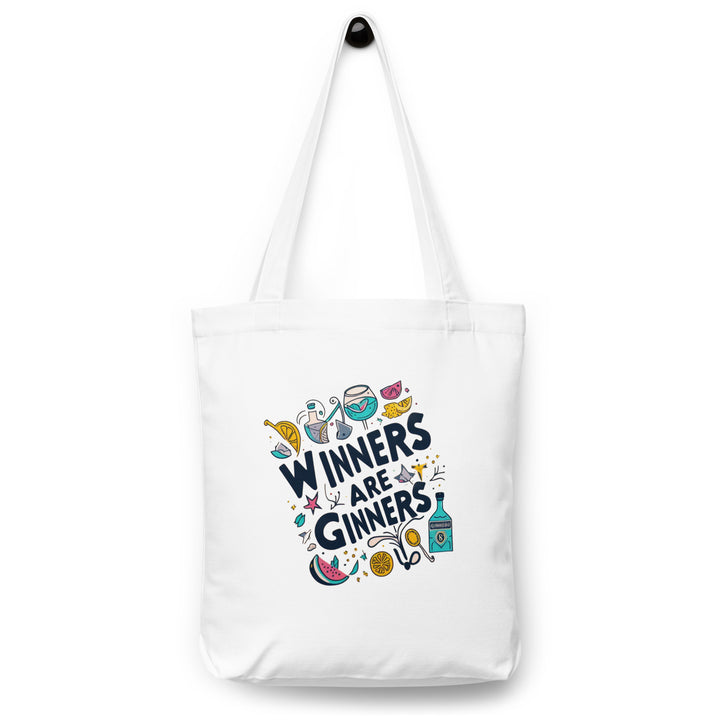 Gin Themed Cotton Tote Bag featuring Caption Winners are Ginners (Print on Front and Back)