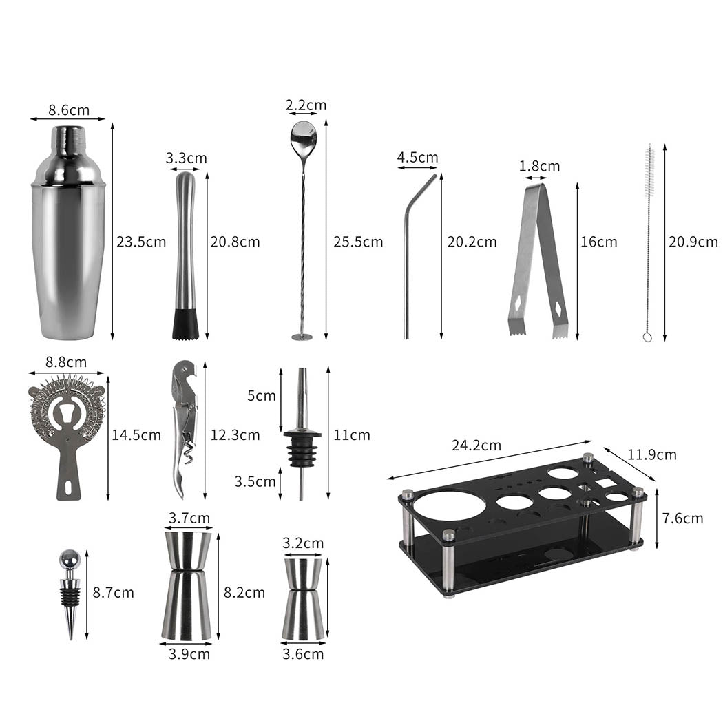 Cocktail Shaker Set - 20 pcs Bartender Mixology Kit and Acrylic Stand for Easy Storage